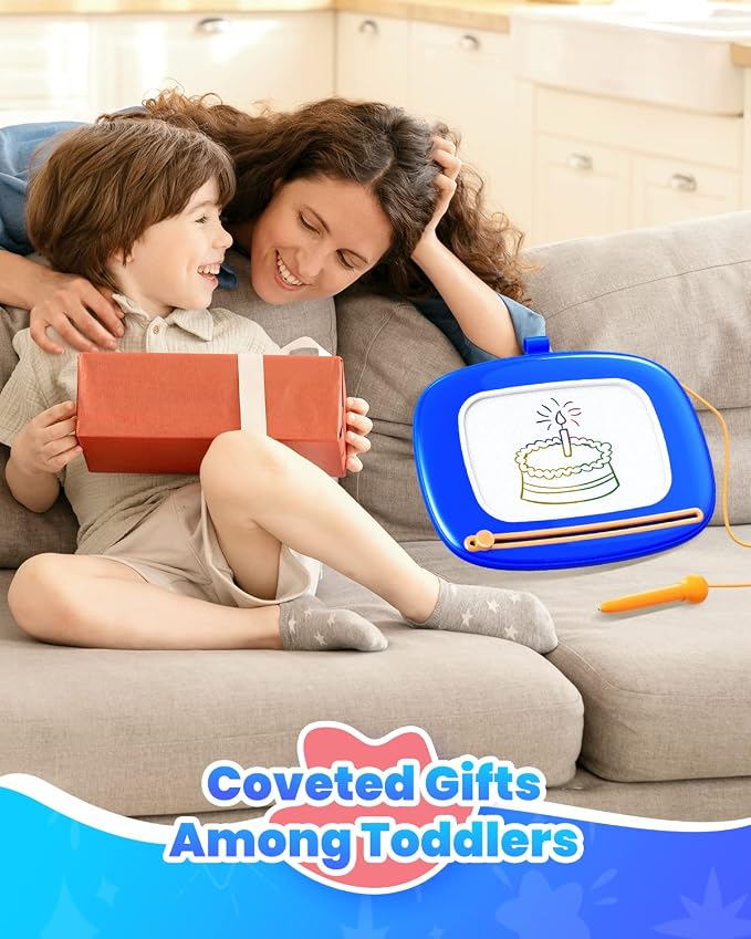 Seimome Toddlers Toys Ages 1-3, Magnetic Drawing Board, Doodle Board Pad Learning and Educational Toys for 18 Months Baby, 1-3 Yr Kids Birthday Gifts- Dark Blue