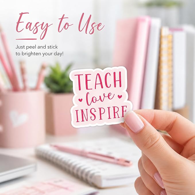 QTL Teacher Stickers for Teachers Students, Teacher's Day Party Supplies, Waterproof Vinyl Stickers for Water Bottles and Laptop, 50PCS