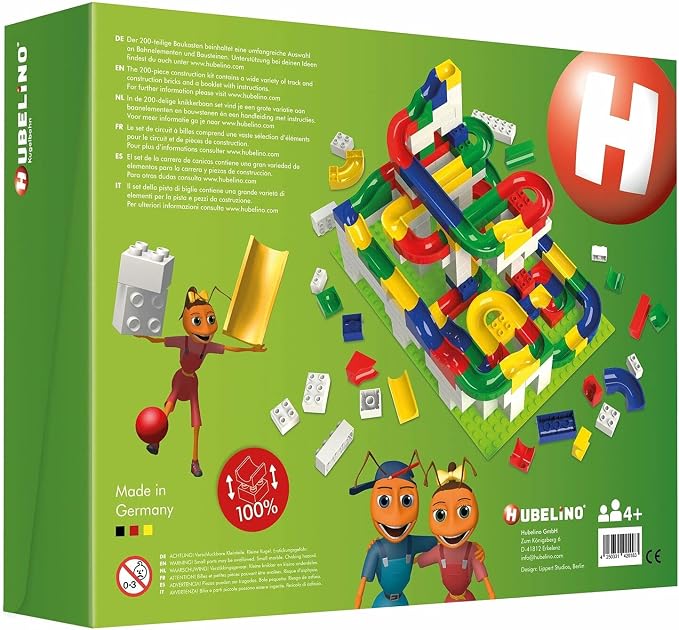 Hubelino Marble Run - 200-Piece Big Building Box - The Original! Made in Germany! - Certified and Award-Winning Marble Run - 100% Compatible with Other Building Sets