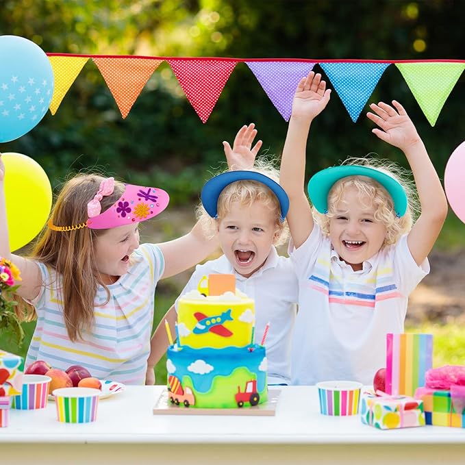 Outus 69 Pcs Assorted Craft Decorations with 48 Foam Visors for Kids, DIY Sun Visor Kit with Stickers & Markers for Arts & Crafts Activities (Classic Color)