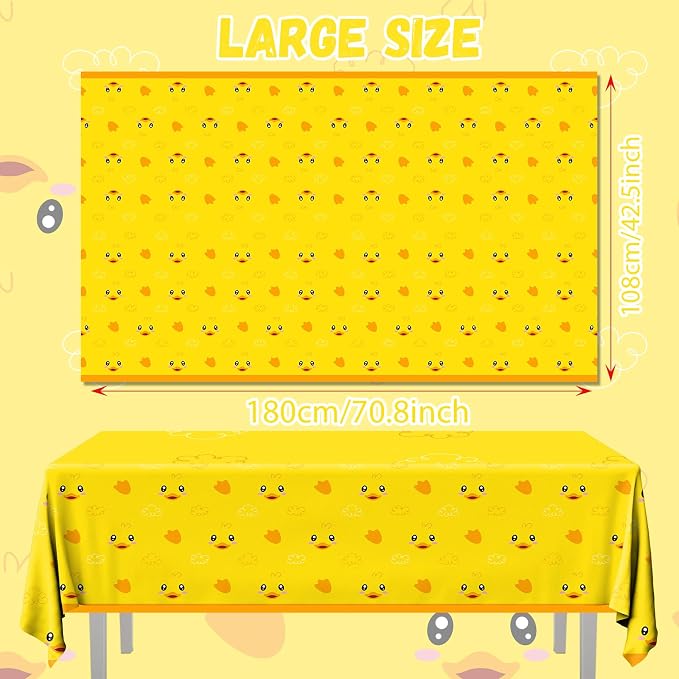 3pcs Yellow Duckie Table Cover, Waterproof & Easy to Clean, 70.8x42.5 inches, Duck-themed Tablecloth for Parties, Baby Showers, Gender Reveals