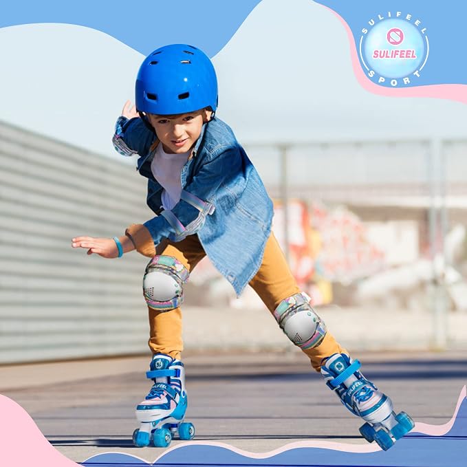 SULIFEEL Rainbow Unicorn 4 Size Adjustable Roller Skates for Girls Boys for Kids Ages 3-5 5-8 6-12 Children Skates Indoor Outdoor