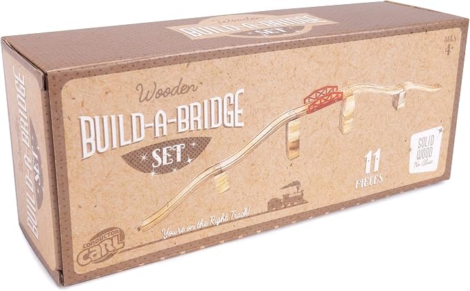 Conductor Carl Wood Train Track Bridge Expansion Pack| Compatible with Most Train Tracks| 11 Count (Pack of 1)