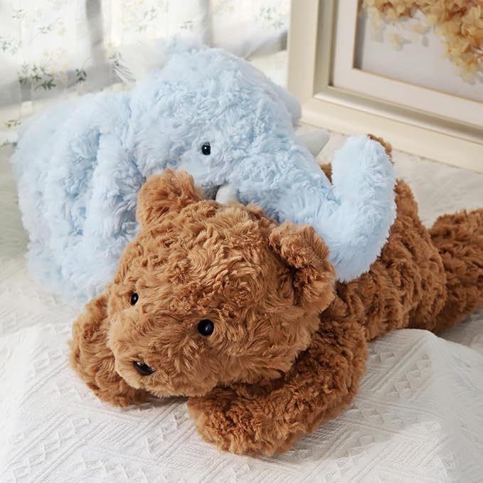 Soft Weighted Elephant Stuffed Animal 20.5" 2Lbs, Sturdy and Fluffy Blue Elephant Plush Toy for Kids Adults, Cute Plushy Hugging Toy for Kids (20.5"x7.9"x5.9")