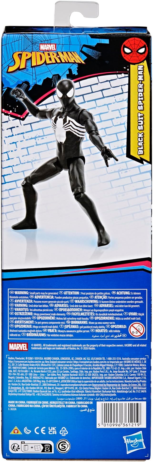 SPIDER-MAN Marvel Titan Series Black Suit Action Figure, 12-Inch-Scale (30 cm) Super Hero Toys for Kids Ages 4+