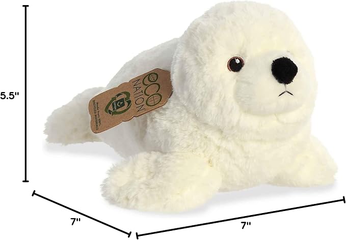 Aurora® Responsibly Made Eco Nation™ Seal Stuffed Animal - Ideal for Playtime Adventures - Perfect for Birthdays or Just Because - White 12 Inches