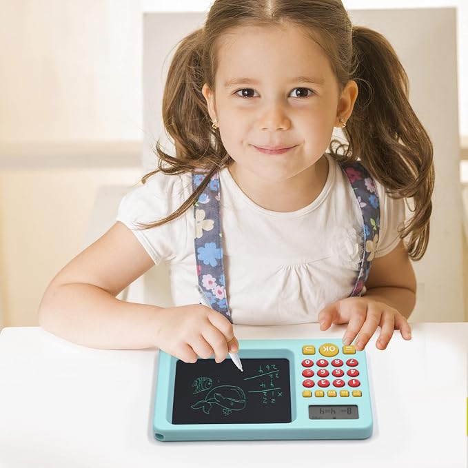 Math Games for Kids Ages 5 6 7 8, LCD Writing Tablet for Kids Educational Math Learning Games, Birthday Gifts for Boys Girls (Blue)