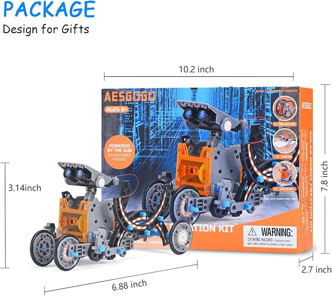 12-in-1 Solar Robot Kit for Kids Age 8-12, STEM Educational Solar Power Robotic Toys Gifts for Kids, DIY Science Building Experiments Kit Christmas Birthday Gifts for Boys Girls Age 8 9 10 11 12
