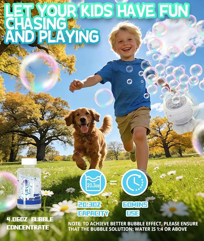Upgraded Bubble Machine, Integrated USB-C Rechargeable, 9Colors RGB Light, 20.3oz Big Tank, 35000+ Bubbles - Bubble Maker for Kids Toddlers 1-3, Birthday, Parties - Outdoor Toys Gift for Boy Girl