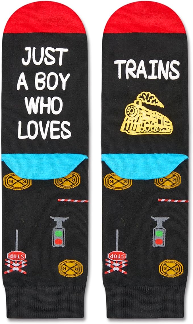 HAPPYPOP Train Gifts for Boys - Train Socks for Trains Lovers, Railroad Gifts for Kids