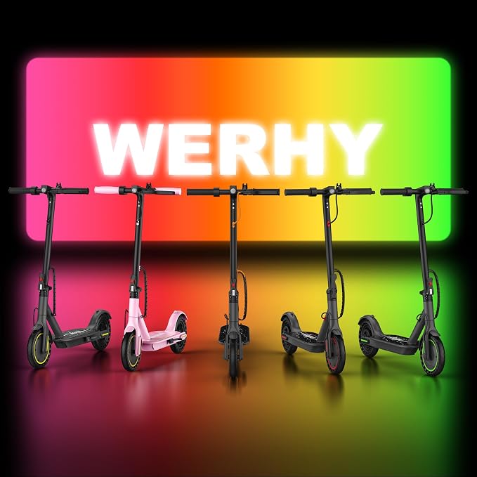 WERHY Foldable Kids Electric Scooter, 350W Motor, Max 12/16Miles Long Range, 19 MPH Max Speed, 8.5" Solid Tire, Lightweight Foldable E-Scooter with Dual Braking, Digital Display, Cruise Control