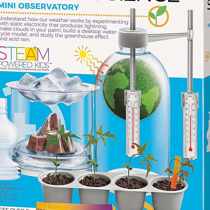 4M: Green Science - Weather Science - DIY Mini Observatory Kit, Static Electricity, Lightning-Cloud Formation, Build A Water Cycle Model, STEAM Kid 5+
