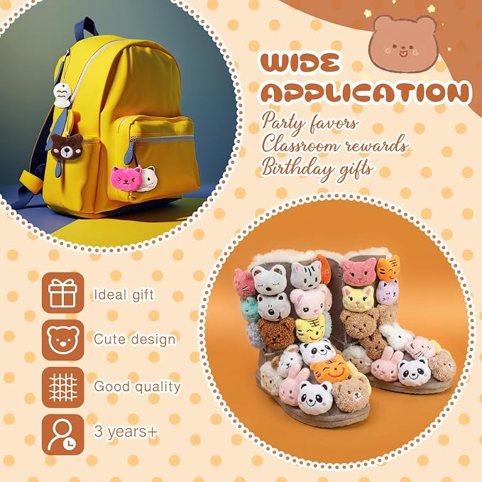 Libima 60 Pcs Mini Stuffed Animals Sea Animal Fruit Plush Keychain Set for Carnival Birthday Classroom Prizes Decoration for Clothes (Cute)