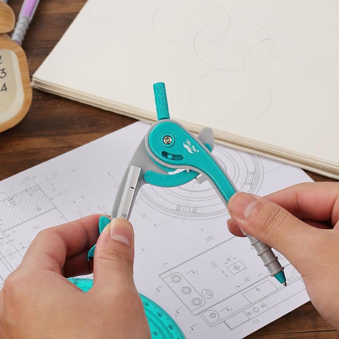 Mr. Pen- Geometry Compass and Protractor Set, 6 Inch Compass | 6 Inch Protractor, Drawing Tool for School, Clear Plastic, Easy Grip, Precision Design for Math, Art, Drafting, Architecture