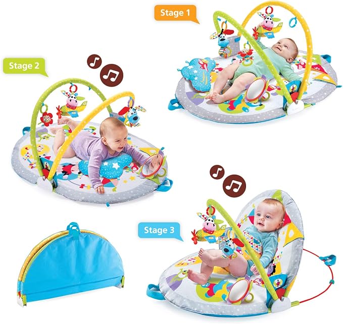 Yookidoo Baby Play Gym & Infant Mat - Lay to Sit-Up 3-in-1 Activity Center