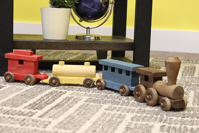 Wooden Train Toy Play Set - 24" Long - CPSIA-Approved Finish (Circus Splash)