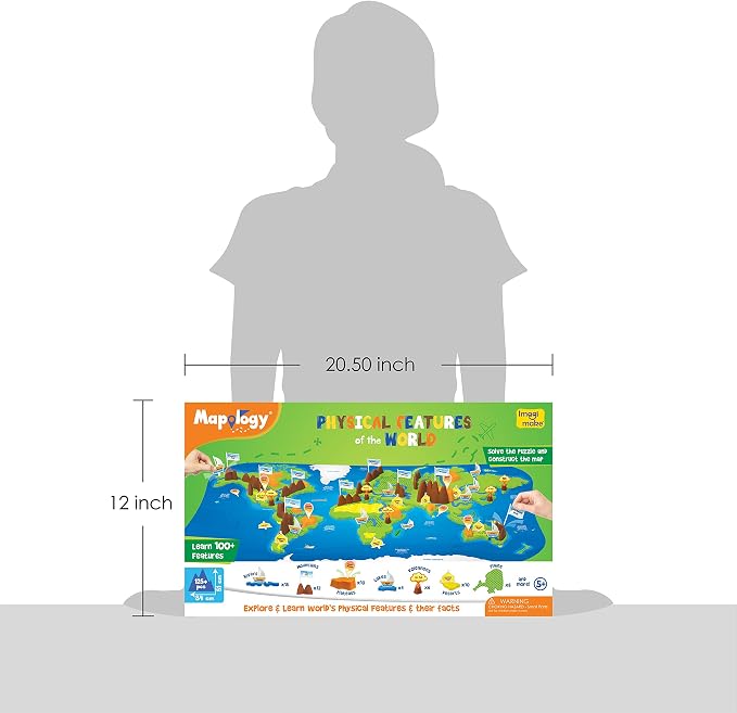 Imagimake Mapology Physical Features | World Map for Kids | 3D Puzzles for Ages 8-10 | Educational Toys for Kids 8-12 | Gifts for Boys & Girls 8-12 | Building Toys Gift for Birthday and Summer