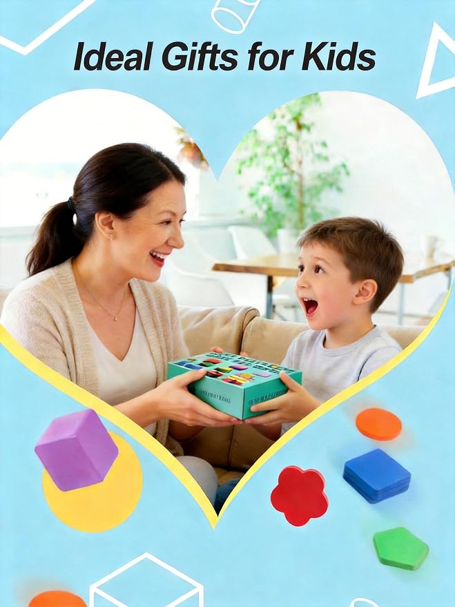 12-Hole Color Shape Sorting Box – Montessori Toy for Toddlers 3-5 Years, Geometric Colors & Shapes Learning Game, Fine Motor Activity for Preschool Classroom, Birthday Gift for Boys and Girls