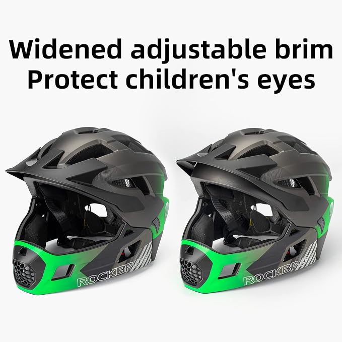 ROCKBROS Kids Full Face Helmet Kids Bike Helmets Lightweight Toddler Mountain Bike Helmet Detachable for MTB BMX Skating Cycling Scooter Safety Bicycle Helmets for Youth Child Boys Girls Ages 3-16
