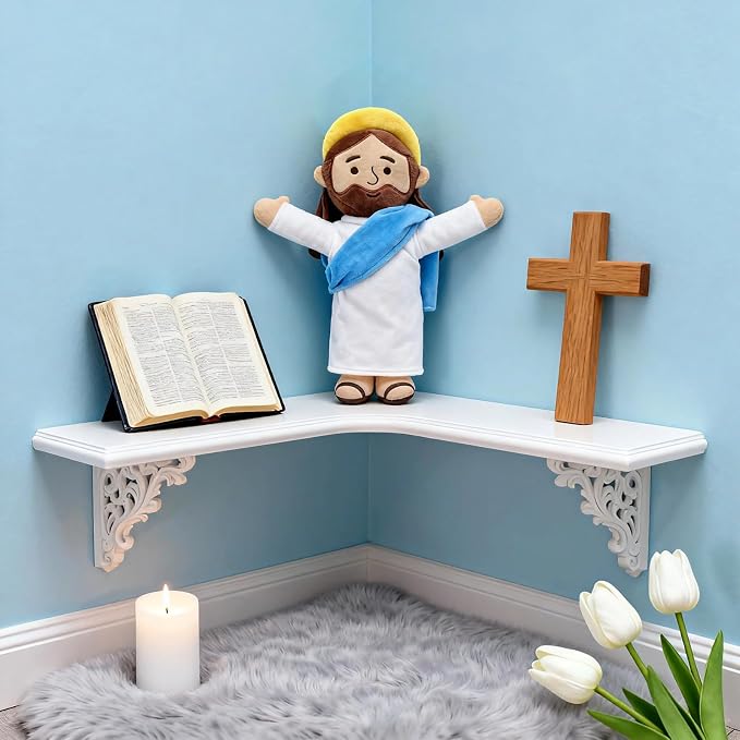 Yelakey 13" Jesus Plush Brown Jesus Stuffed Doll Christian Plushie Doll for Easter Christmas Church Religious Gifts for Kids Adults (brownblue)