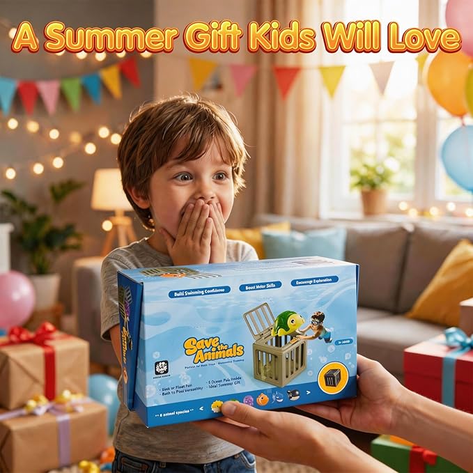 Pool Summer Diving Toys for Kids, Underwater Swim Game Set with 6 Floating Sea Animals & 6 Dive Cages, Summer Water Swimming Pool Toys, Bath, Beach, Fun Birthday Gift for kids(6 Sea Animals )