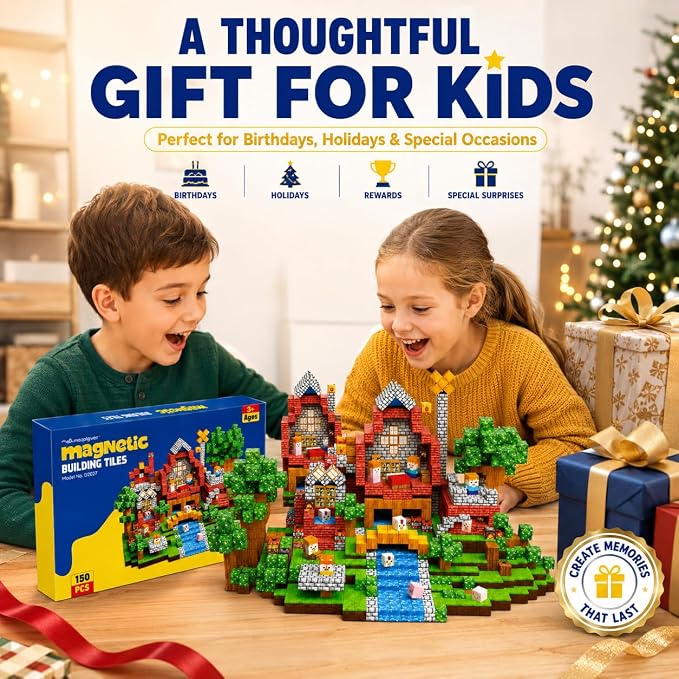 AuroraSynth 150PCS Magnetic Blocks - 0.8in Magnetic Building Blocks Cubes, Magnet Toys for Kids, Stacking Construction Magnets, School STEM Toys Birthday for Boys & Girls Ages 3+