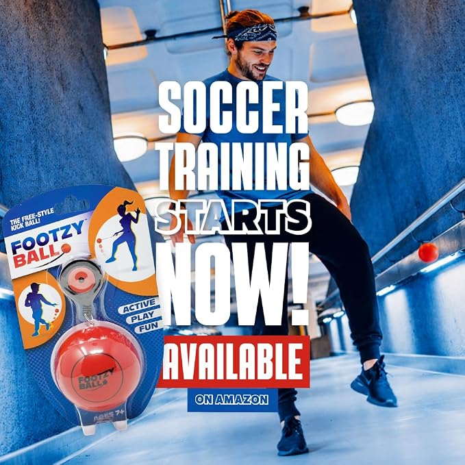 blue orange Soccer Ball Foot Fidget, Sport Toy, Solo Active Play, Special Needs Ball, Stress Ball, Kick Practice Training Workout for Football, Soccer Players, FootzyBall Games