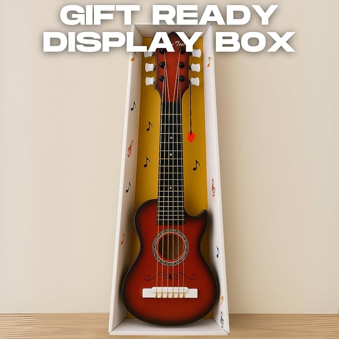 23" Acoustic Guitar, Kids 6 String Toy Guitar - Realistic Steel Strings - Beginner Practice First Musical Instrument for Children, Toddlers (Mahogany)