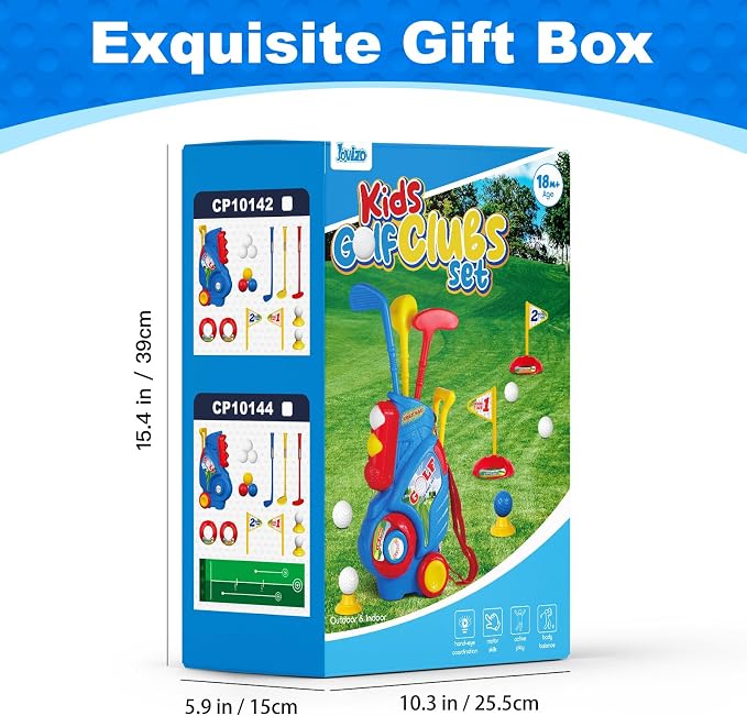 Toddler Golf Set for Boys Girls 2 3 4 Years Old, Kids Golf Clubs Set with Cart & Putting Mat, Outdoor Indoor Sports Toys Birthday Gift, Blue