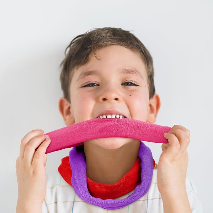 Hicarer 8 Pieces Chew Necklaces for Sensory Kids, Soft and Absorbent Terry Cloth Teething Chewy Necklace Absorbent Alternative to Chewing Clothing for Boys and Girls (Mixed Colors)