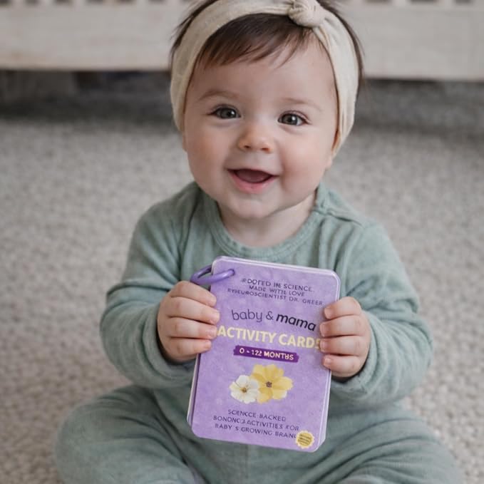 Baby Activity Cards for Newborns, 25 Screen-Free Infant Development Activities Ages 0-12 Months, Sensory Play and Baby Bonding by Neuroscientist