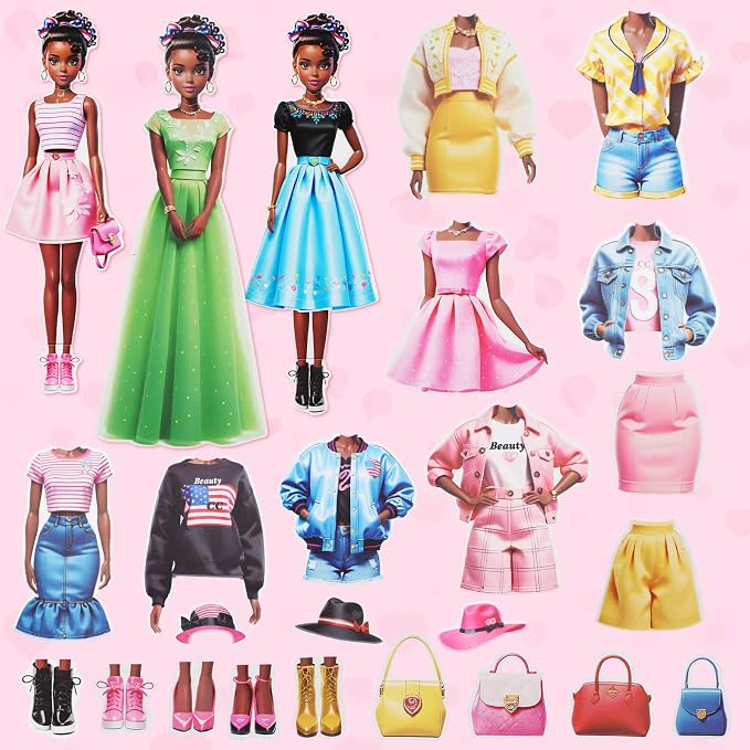 PainZieteg Magnetic Dress Up Dolls, Magnetic Princess Dress Up Paper Dolls, Magnetic Dress Up Dolls for Girls Ages 4-10 Learning Created Imagine Set Birthday Gift (Eva)