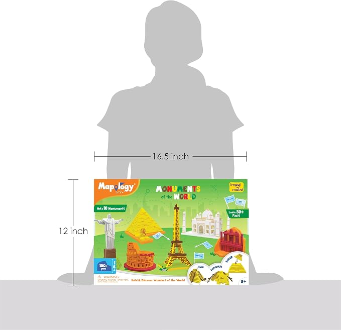 Imagimake Mapology Monuments of World | 3D Puzzles for Kids Ages 8-10 | Learning & Educational Toys for 5-7 | Puzzles for Ages 4-8 | Geography Gifts for Boys & Girls 5,6,7,8,9,10,11,12,13,14 Years Old