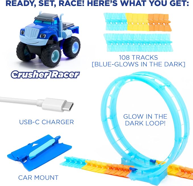 Blaze and The Monster Machine TurboTwist Racers - Race Track Set (Crusher TurboTwist Racer) (Blue)