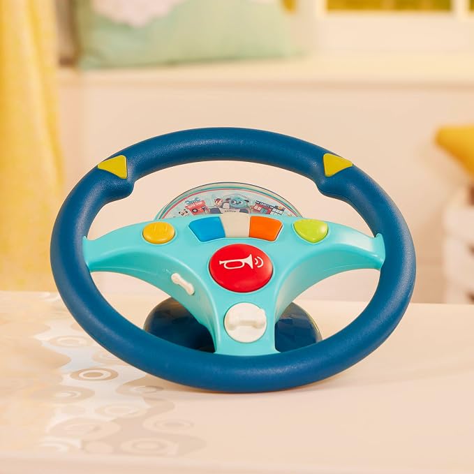 B. toys – Woofer's Musical Driving Wheel – Pretend Play Steering Wheel with Music, Sounds & Lights for Toddlers, Kids 2 Years+