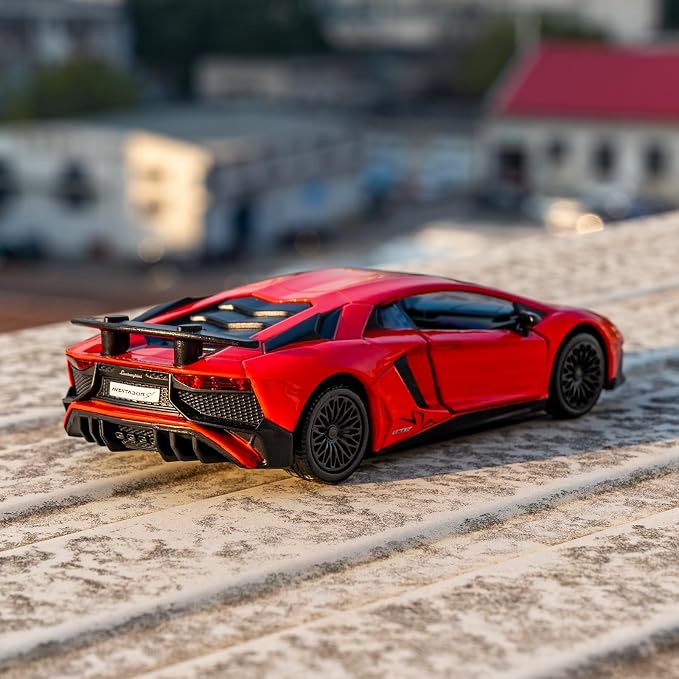 TGRCM-CZ 1/36 Scale Lamborghini Aventador LP700-4 Casting Car Model, Zinc Alloy Toy Car for Kids, Pull Back Vehicles Toy Car for Toddlers Kids Boys Girls Gift (Red)