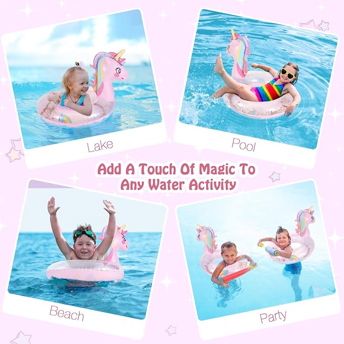 Moko Inflatable Swimming Rings, Pool Floats Swim Tubes Rings Round Shape Cute Cartoon Design Beach Water Lounge Inflatable Raft Party Supplies for Kids