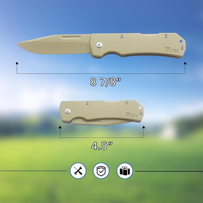 JIN G10 Toy Knife, Alpha Pocket Knife for Kids, DIY Kit, Dull Blade, Fake Knives, Safe for Child, Folding EDC, G10 Blade Handle, Camping Tool