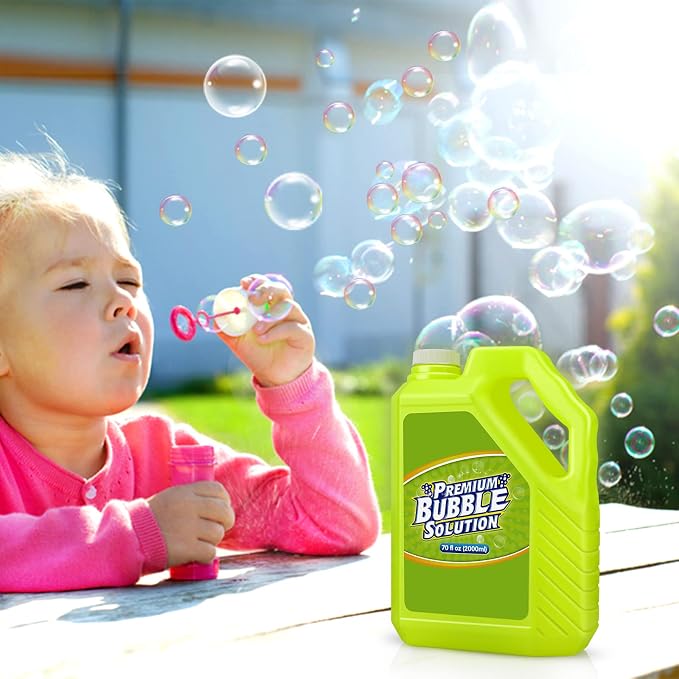 Bubble Solution Refill - 70 OZ Premium Bubbles Refill for Bubble Machine, Wand, Gun, Blower at Easter, Valentine Bubbles Party Favors - Toy Bubbles for Kids Toddlers Boys Girls