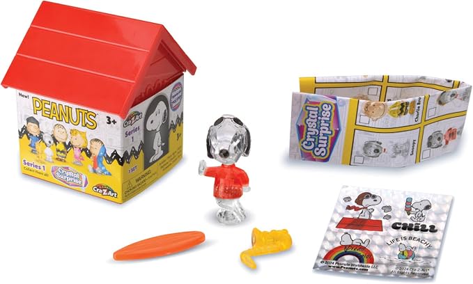 Cra-Z-Art Peanuts Crystal Surprise, Mini Plastic Crystal-Like Figures and Snoopy House Collectible Blind Bag Inspired Kids Toys for Ages 3 and Up