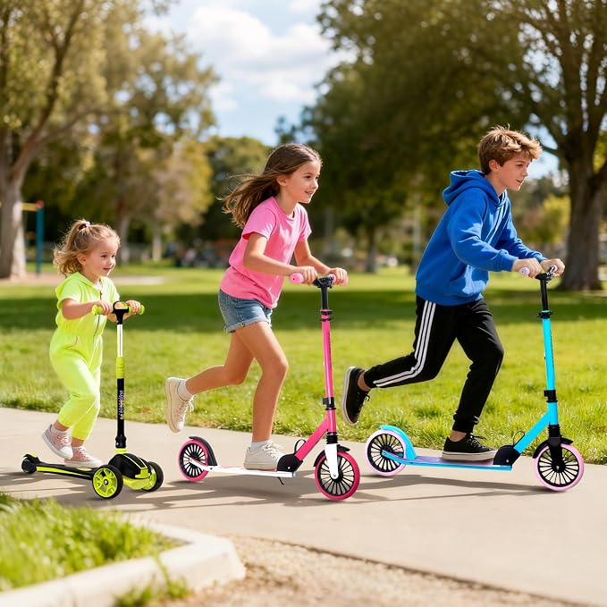 Nattork Kick Scooter for Age 6+ Kids Teens Adults, Max Load 240 LBS, Adjustable Height Foldable with 8" Large Wheels, Anti-Shock Suspension