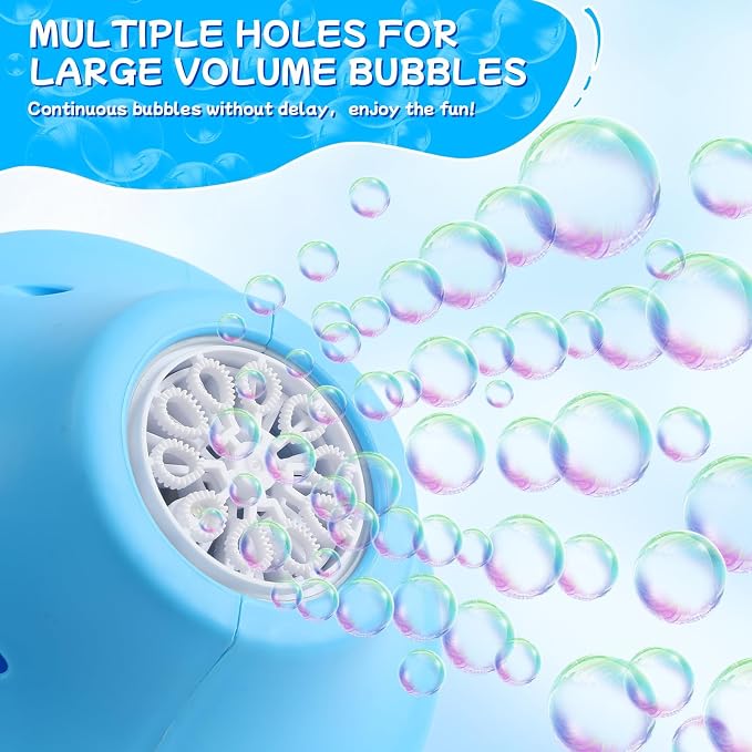 Automatic Bubble Machine for Kids, 2026 New Standing Bubble Maker with Lights & Music, Height Adjustable Up to 47'', Rechargeable Bubble Blower Toys Bubbles Machine for Wedding Party (Blue)