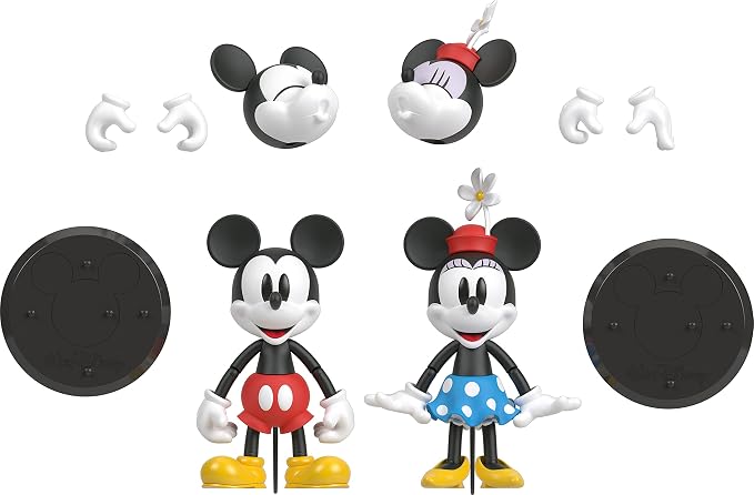 Mattel Disney 100 Collectible Action Figures Mickey and Minnie Mouse, Posable Characters, Swappable Head & Hands, Soft Good Elements
