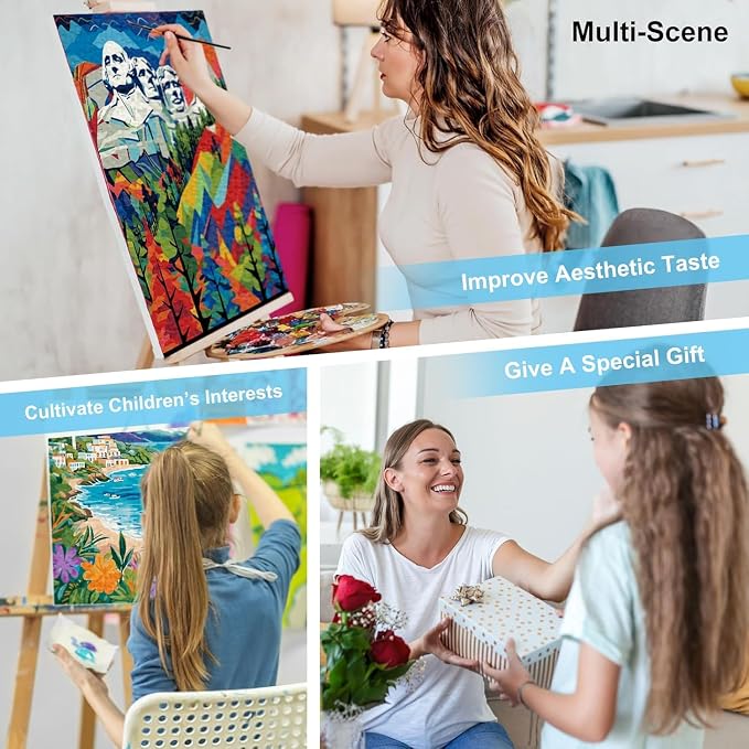 WUDWL 4 Pack Paint by Numbers Kit for Adults Kids, Adults Paint by Numbers Kits, Flowers and Plants DIY Acrylic Oil Painting Number Kits for Home Wall Decor Gifts 12x16 Inch
