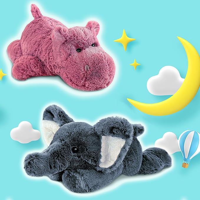 OSOCU® Microwavable & 1.8 LB Weighted Stuffed Animal - Pink Hippopotamus Heating Pad with Lavender & Tourmaline - Soothing Warm Heatable Plush Toy for Menstrual Cramps, Muscle Aches, Shoulder Tension