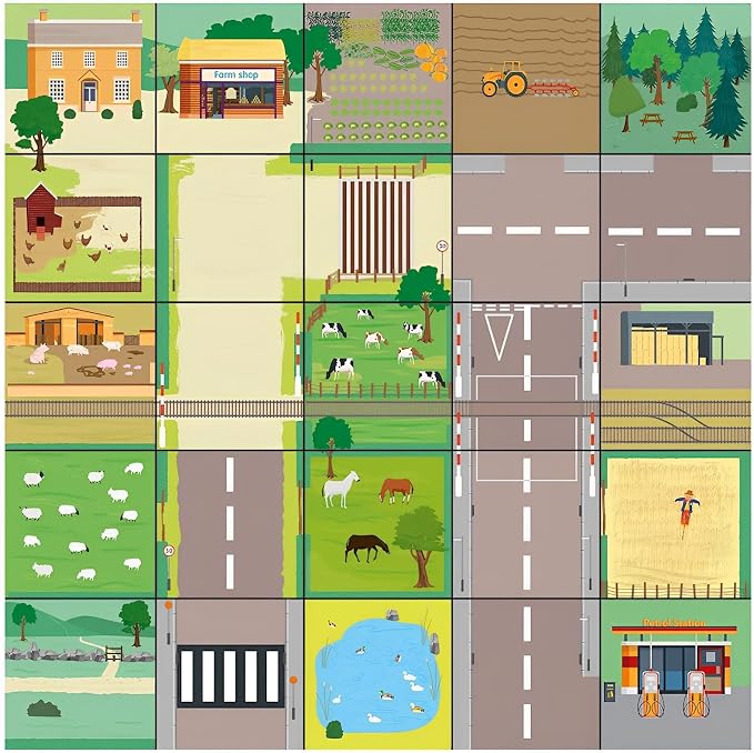 Countryside Educational Mat for Programmable Coding Bee Bot and Blue Bot, Kids Floor Play Mat,STEM Toy,708IT10144