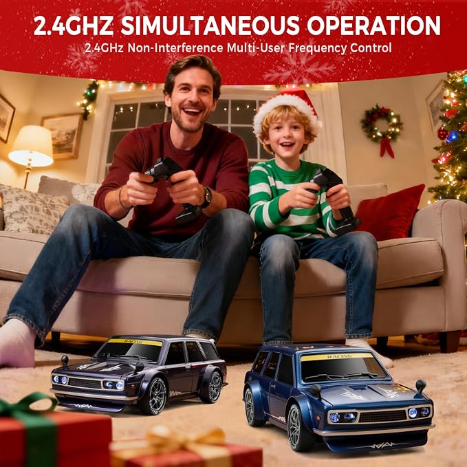RC Drift Car, 1/24 Remote Control Drift Car for Adults Kids, 20KM/H 4WD Low/High Speed RC Cars with LED Lights, Extra Drifting Tires, Vehicle for Boys Girls Beginners Indoors Outdoors Purple