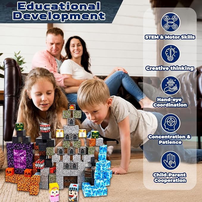 GraceDuck Magnetic Blocks - 150 PCS Build Dark Castle - Magnetic Toys for Montessori Toddler Easter Christmas Birthday Gifts - STEM Sensory Toys for 3 4 5 6 7 8 9 10 Year Old Boys & Girls