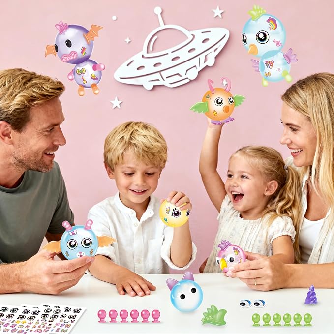 BTEC 170 PCS DIY Balloons Animals Accessories Craft Kits for Kids, DIY Sticky Balloon Maker Toy,36PCS Magic Bouncy Balloon Refill with Stickers Accessories, Birthday Gifts for Kids Boys Girls Ages 3+