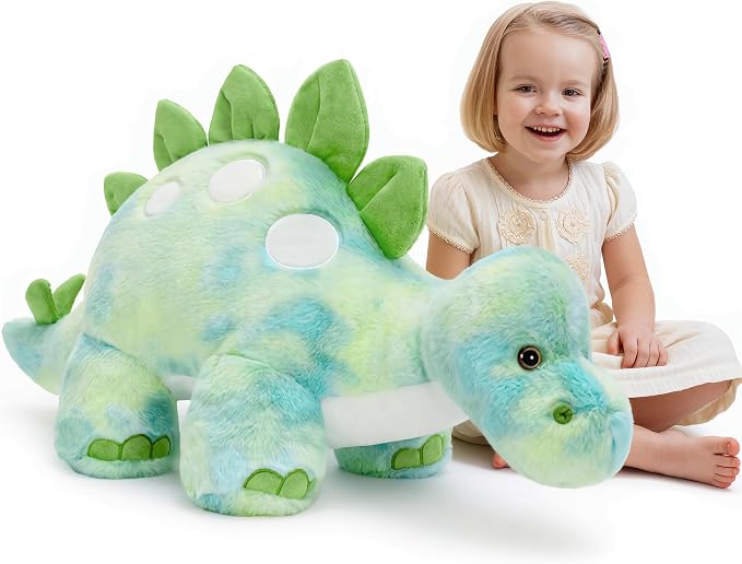 Giant Dinosaur Stuffed Animal for Girls,Large Dinosaur Plush Toys,31.5Inch Big Dino Plushies,Green Cute Stegosaurus Stuffy,Dino Pillow Christmas,Valentine's,Thanksgiving,Easter,Birthday Gifts